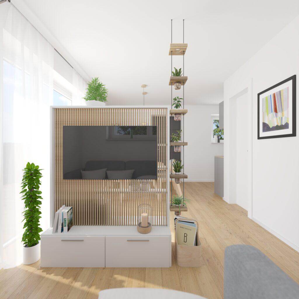 modernes Wohnzimmer im Tiny House