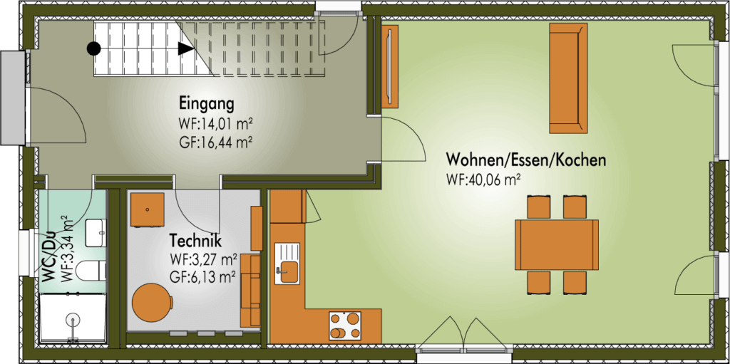 Grundriss 2 von Erdgeschoss Einfamilienhaus BEN