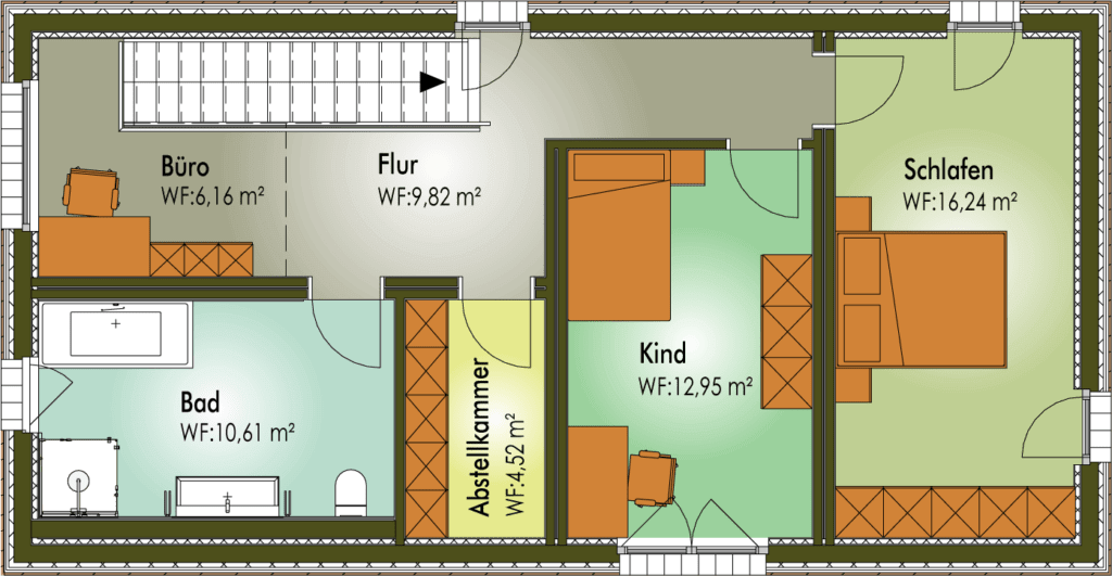 Grundriss von Obergeschoss Einfamilienhaus BEN