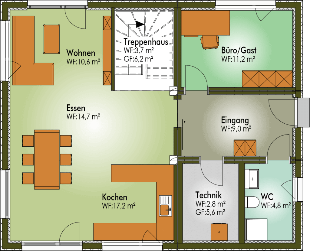 Grundriss vom Erdgeschoss im Haus MAX