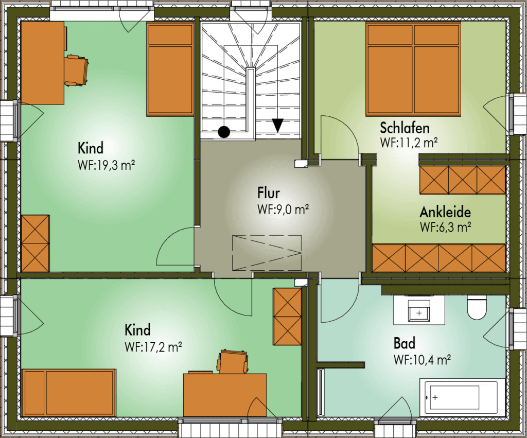 Grundriss vom Obergeschoss im Haus MAX