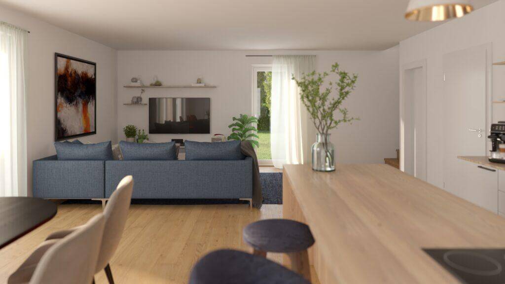 Moderner Wohn-Essbereich im Haus FINE