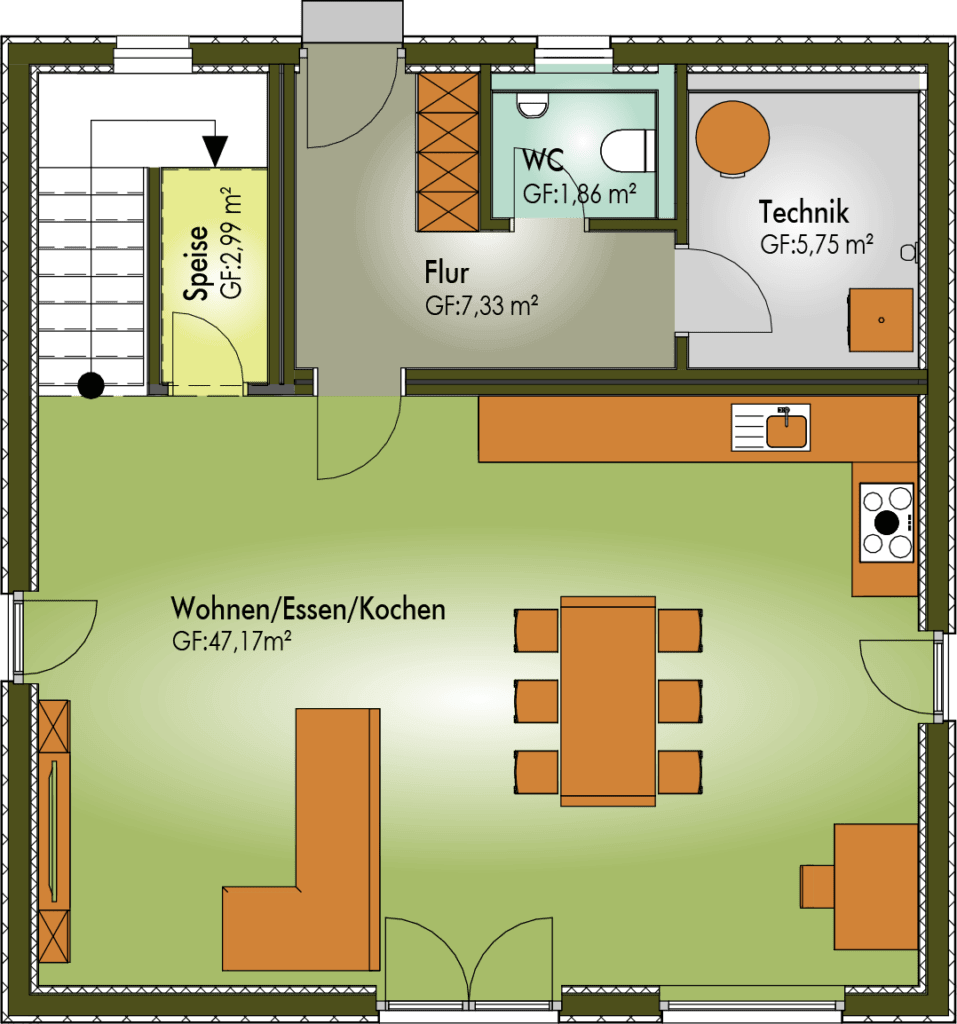 Grundriss von Erdgeschoss Einfamilienhaus FINE