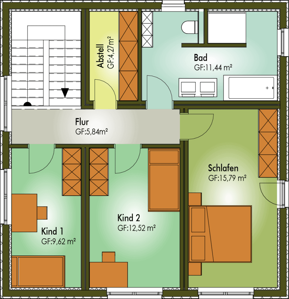 Grundriss von Obergeschoss Einfamilienhaus FINE