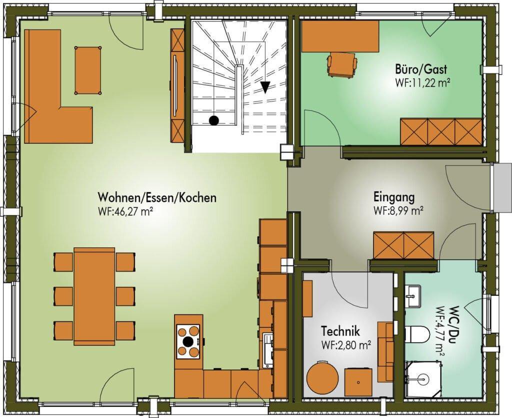 Grundriss von Erdgeschoss B Haus MAX