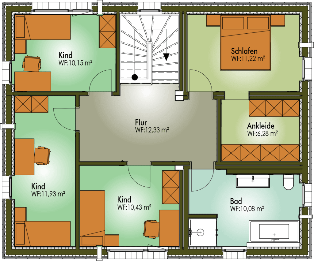 Grundriss von Obergeschoss Haus MAX