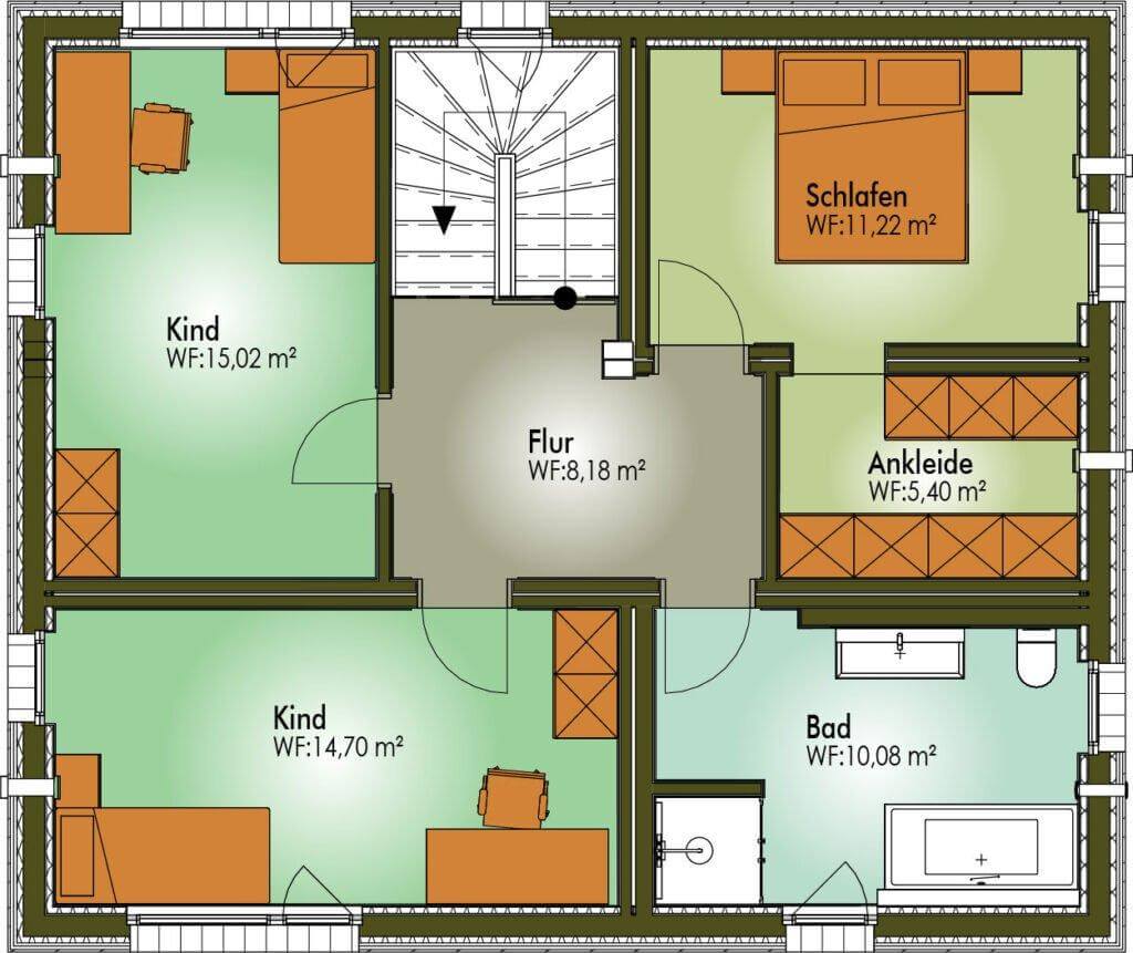 Grundriss von Obergeschoss A Einfamilienhaus HENRI