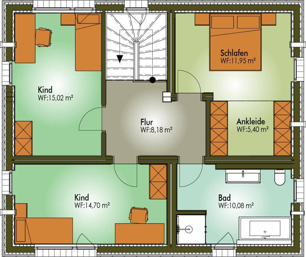 Grundriss von Obergeschoss C Einfamilienhaus HENRI