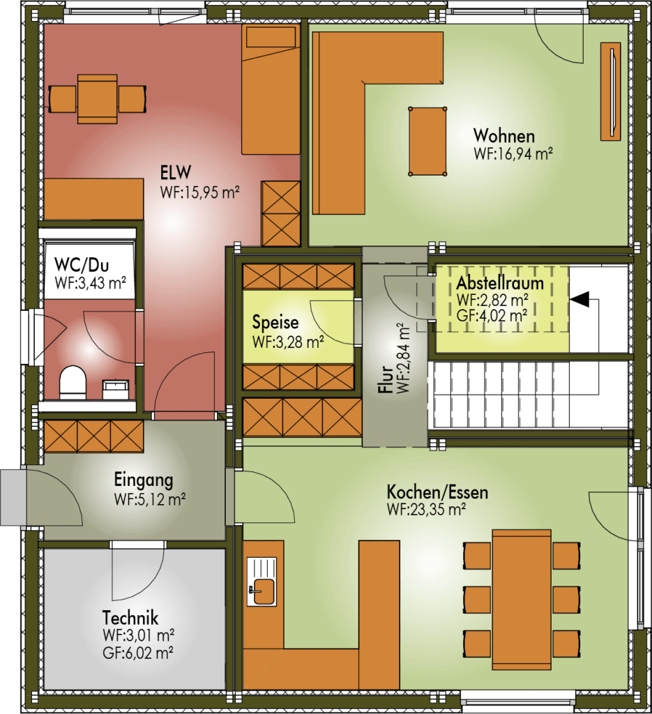 Grundriss Erdgeschoss Haus MORITZ mit Einliegerwohnung